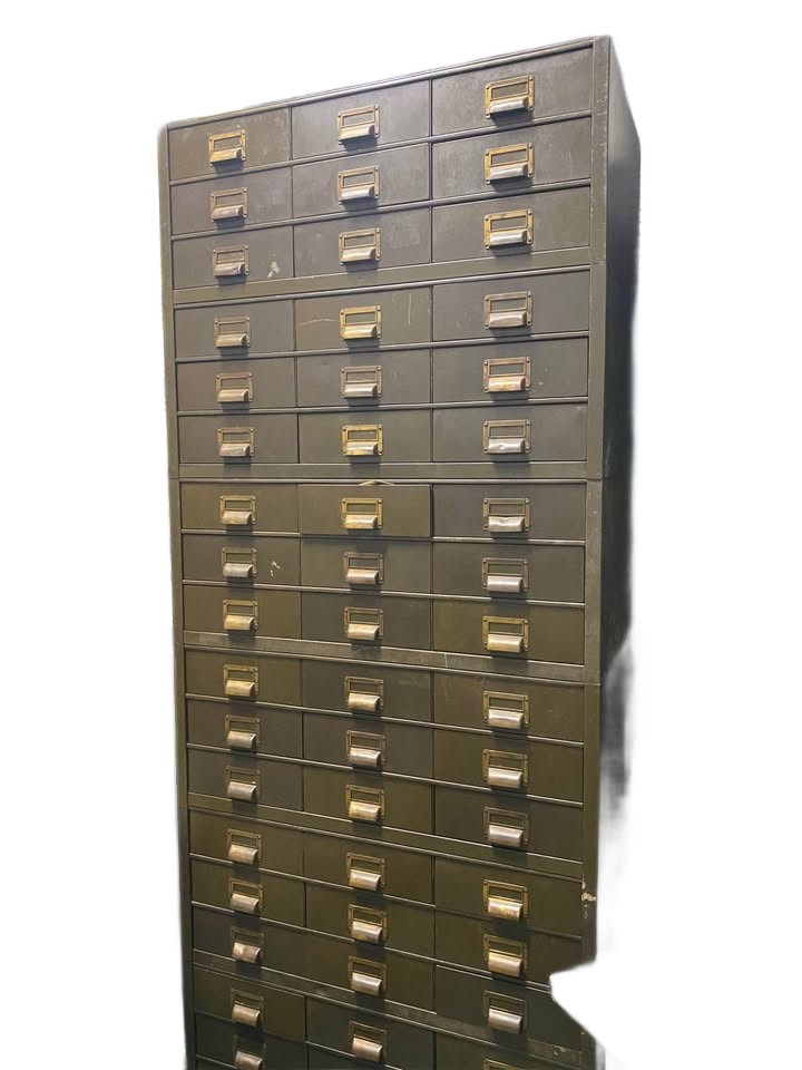 1920s ART METAL Co 54 drawer industrial steel file cabinet