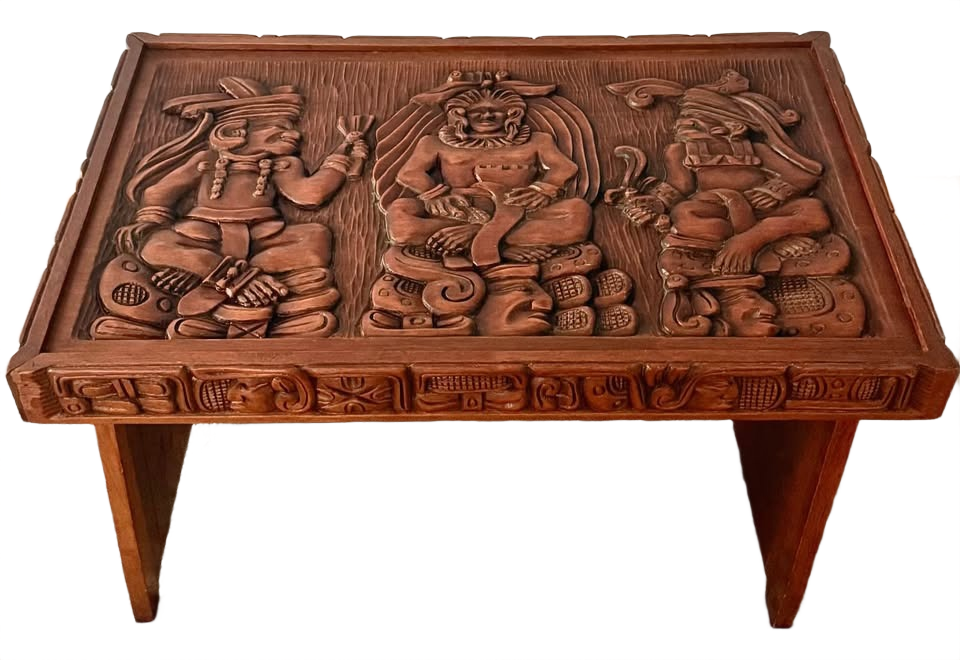 Stunning 1960s Aztec/Mayan Figures Carved table