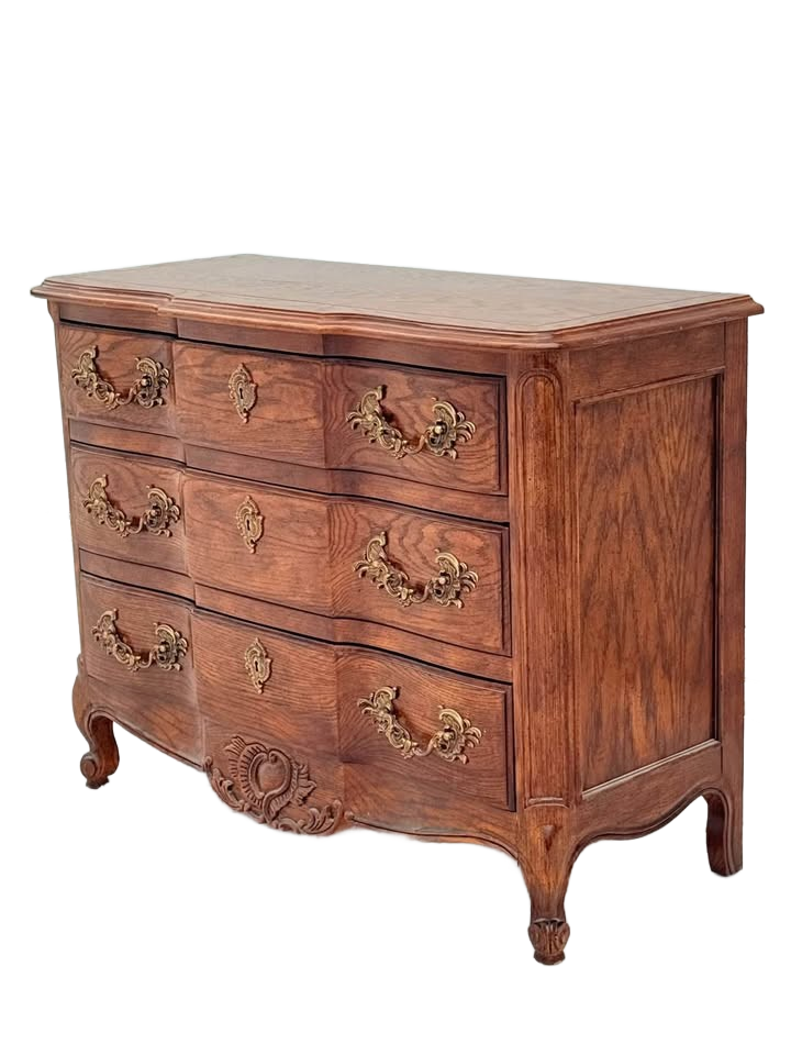 Vintage French Style Century Furniture Wood Dresser with Brass Hardware