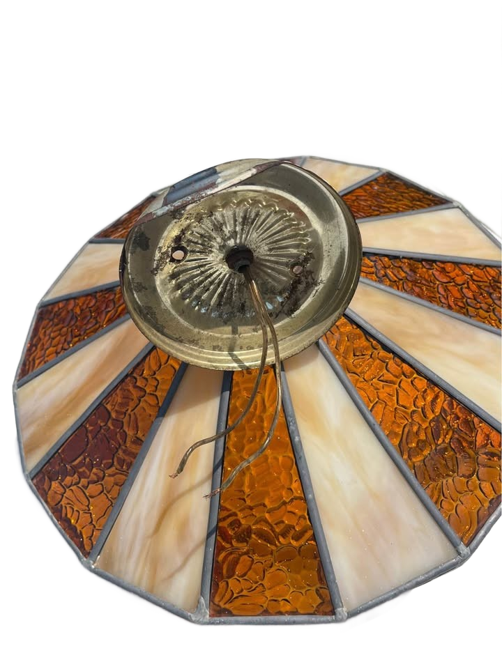 Pair of vintage stained glass lights, Tiffany style