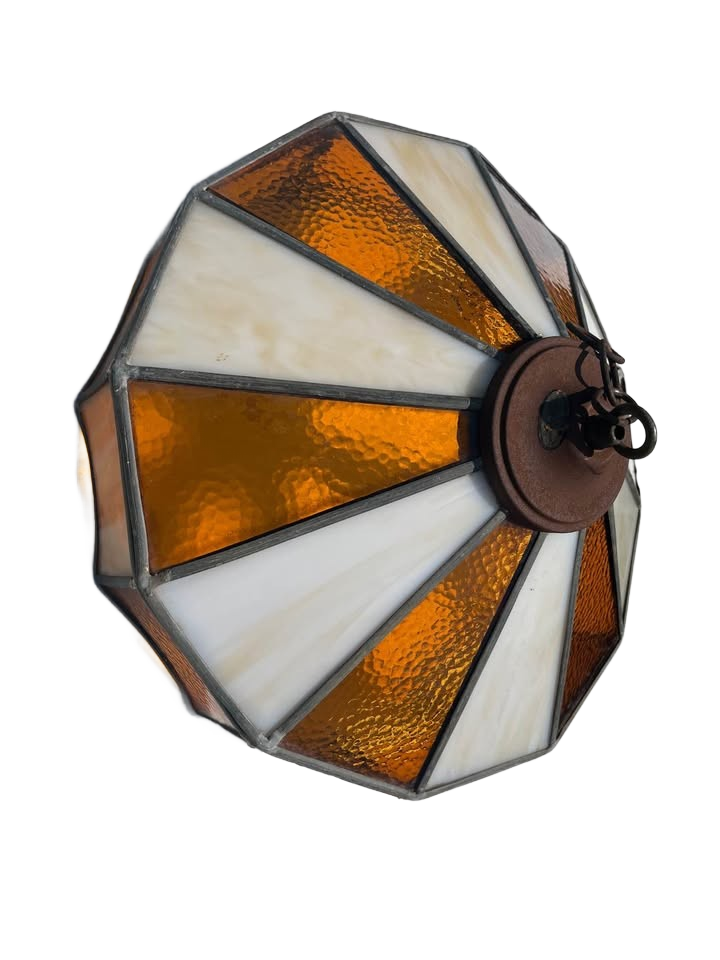 Pair of vintage stained glass lights, Tiffany style