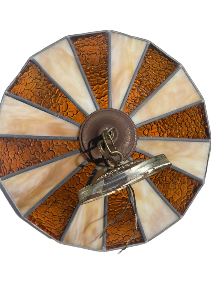 Pair of vintage stained glass lights, Tiffany style