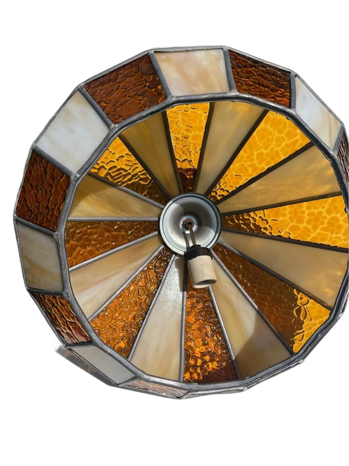 Pair of vintage stained glass lights, Tiffany style