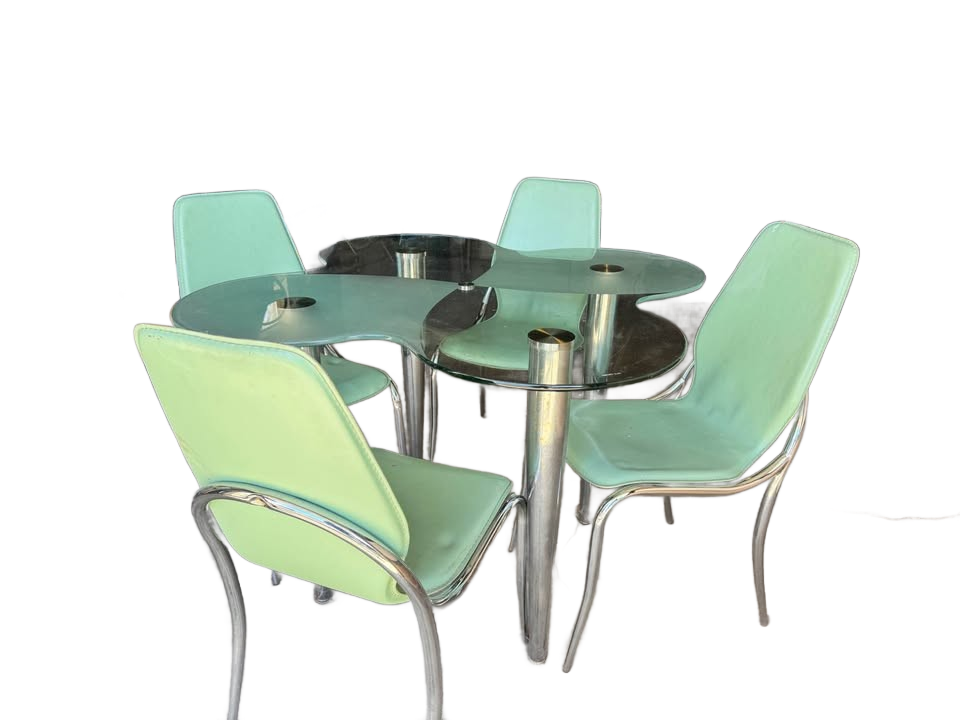Vintage retro glass table and chairs