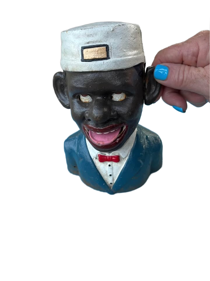 JE Stevens Vintage Man Cast Iron Bank