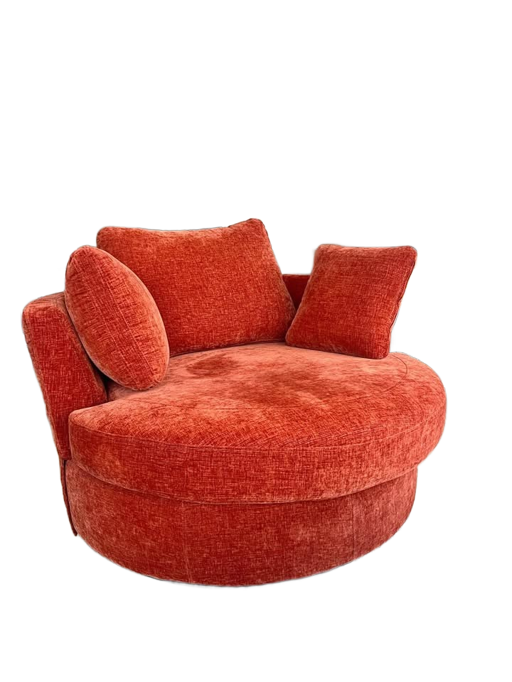 Cozy Red Accent Chair 360 Swivel