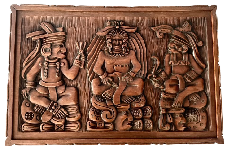 Stunning 1960s Aztec/Mayan Figures Carved table