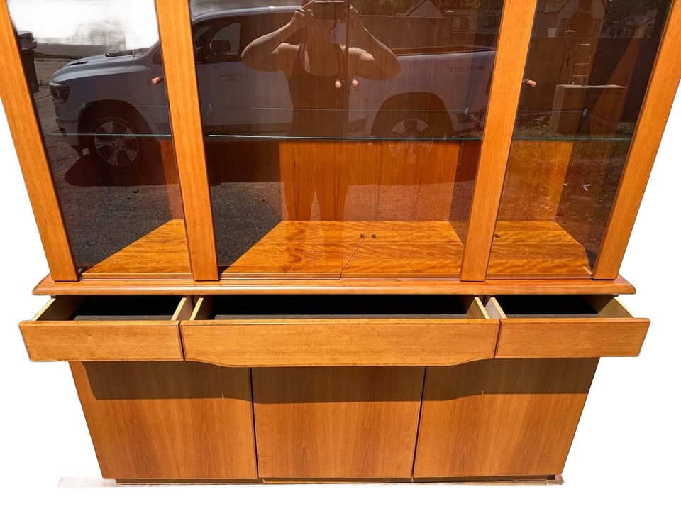 Mid Century Modern Teak Hutch by Skovby - Lighted Interior