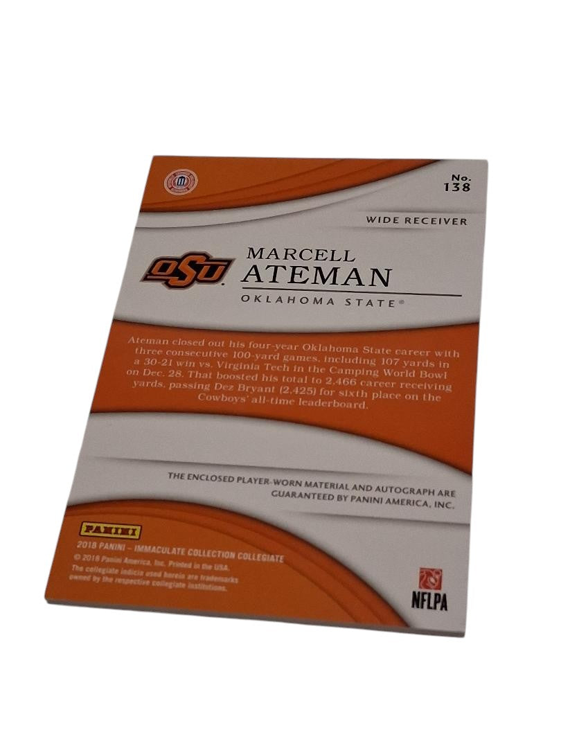 MARCELL ATEMAN OK State 2018 Panini Immaculate Collegiate RPA Patch AUTO