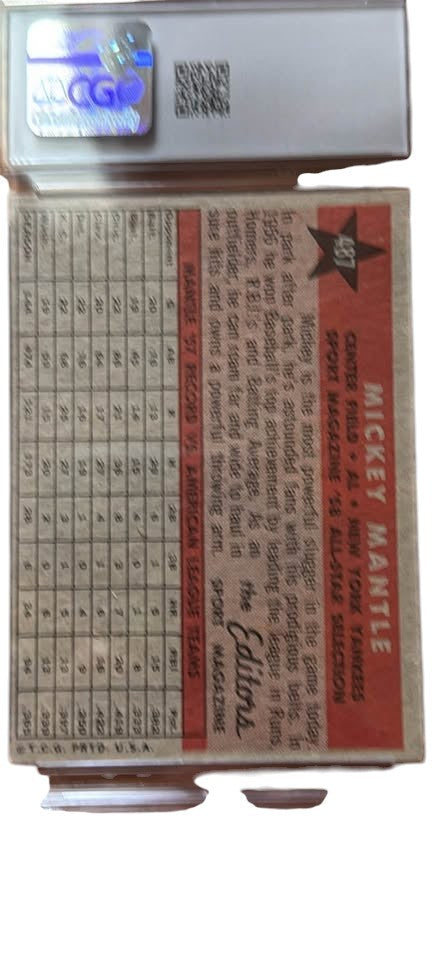 1958 Topps MICKEY MANTLE All Star Baseball Card #487 CGC 5 EX