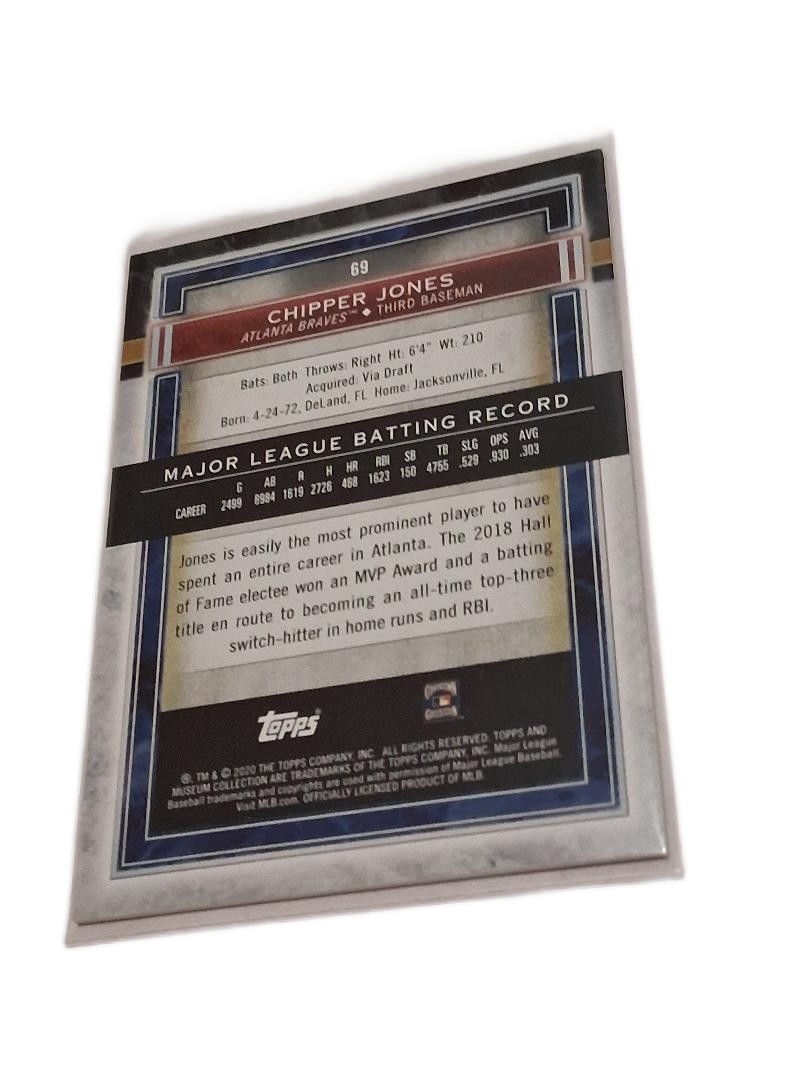 2020 Topps Museum Collection Sapphire Chipper Jones #69 HOF