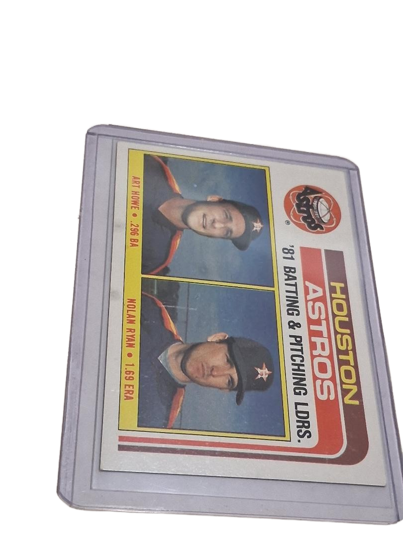 1982 Topps Houston Astros Batting & Pitching Leaders Card #66 Nolan Ryan A. Howe