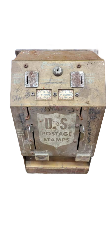 vintage mail postage metal stamp machine dispenser