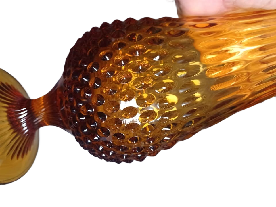 MCM Hobnail Amber Swung Vase