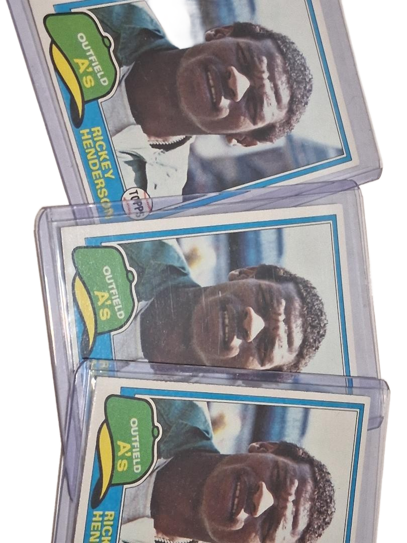 1981 Topps #261 Rickey Henderson OFF CENTER Card Lot of 3
