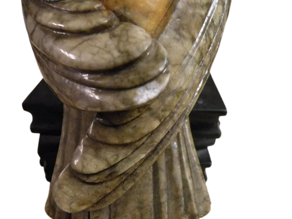 Vintage Genuine Alabaster Hand Carved 9 1/2" Owl on a Stack of 3 Books - Made in Italy - 8.3 Lbs.