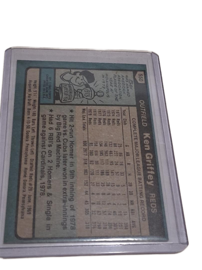1980 Topps Ken Griffey Sr Cincinnati Reds #550