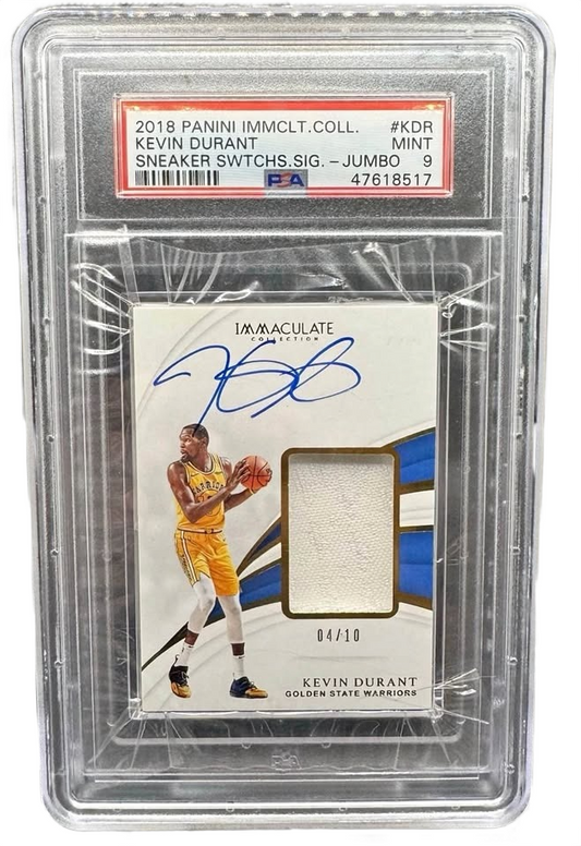 2018 Panini Immaculate Kevin Durant Signature Sneaker Swatch /10 GSW PSA 9