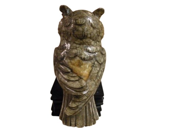 Vintage Genuine Alabaster Hand Carved 9 1/2" Owl on a Stack of 3 Books - Made in Italy - 8.3 Lbs.