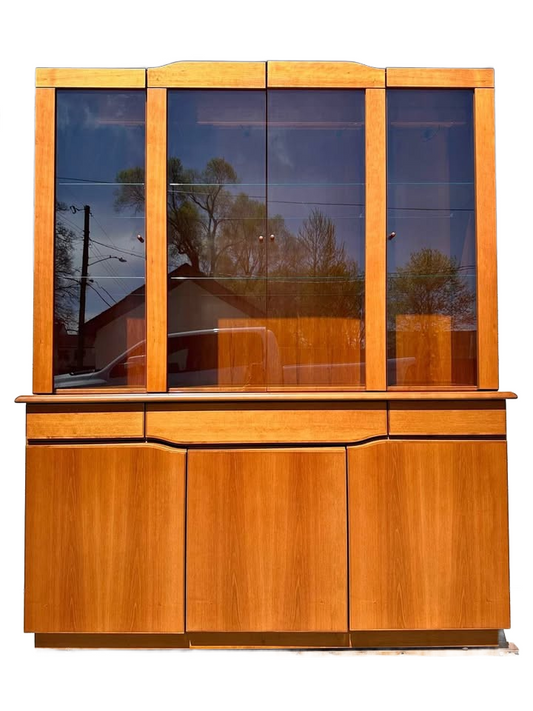Mid Century Modern Teak Hutch by Skovby - Lighted Interior