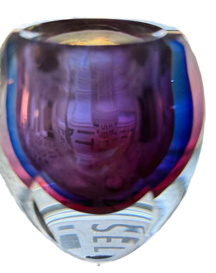 1960's Murano Purple Flavio Poli Sommerso Seguso Glass Faceted- GLENVIEW