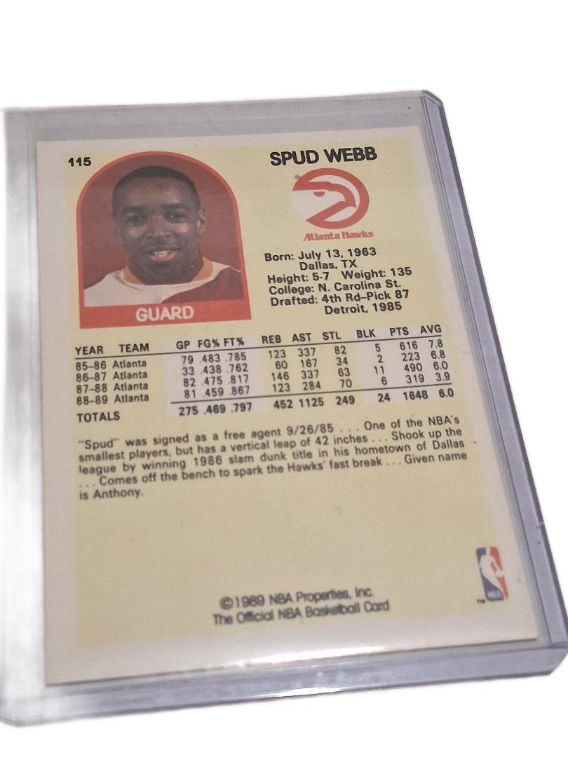 1990 Hoops Basketball Card Spud Webb Hawks #115