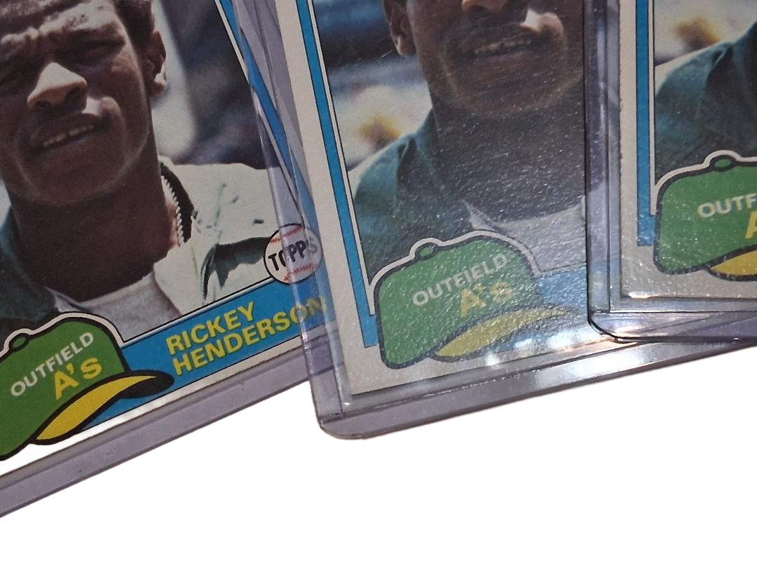 1981 Topps #261 Rickey Henderson OFF CENTER Card Lot of 3