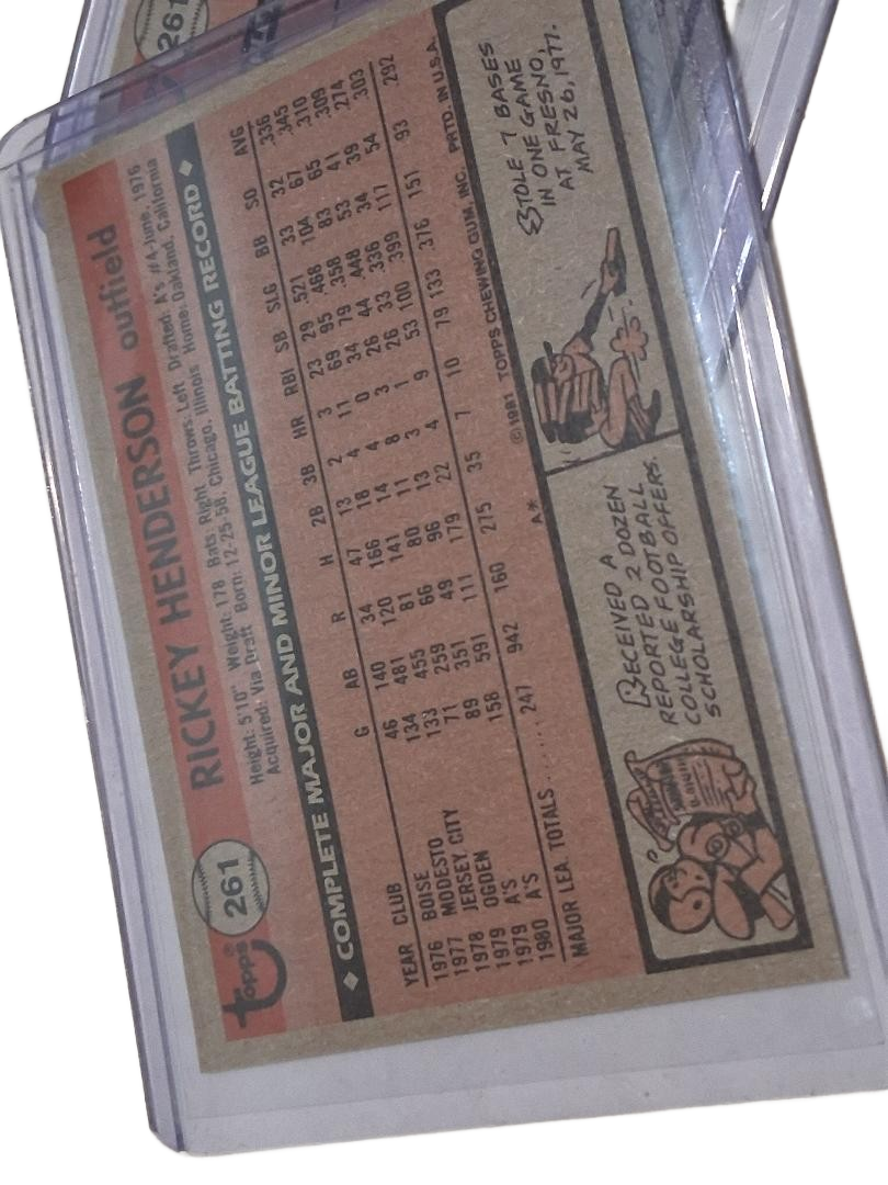 1981 Topps #261 Rickey Henderson OFF CENTER Card Lot of 3