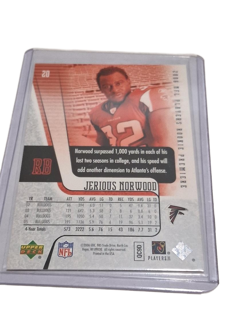 2006 Upper Deck NFL Players Rookie Premiere 20 Jerious Norwood RC Rookie