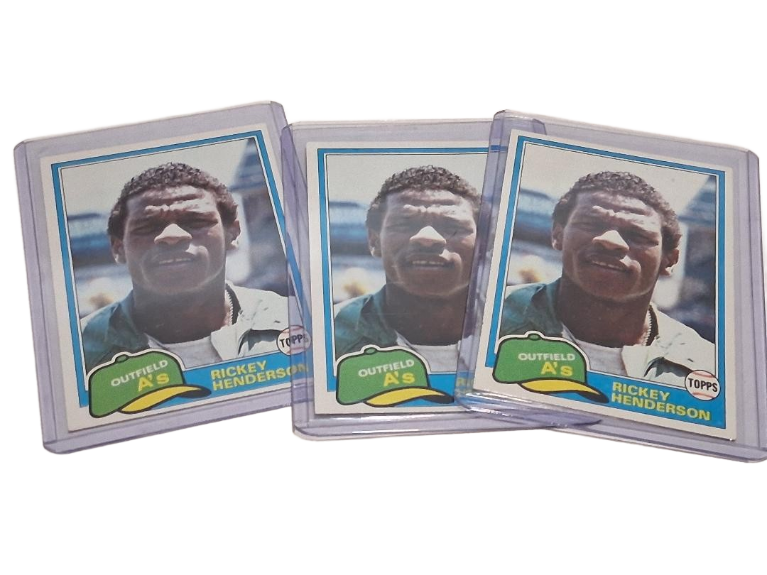 1981 Topps #261 Rickey Henderson OFF CENTER Card Lot of 3