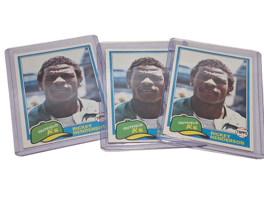 1981 Topps #261 Rickey Henderson OFF CENTER Card Lot of 3