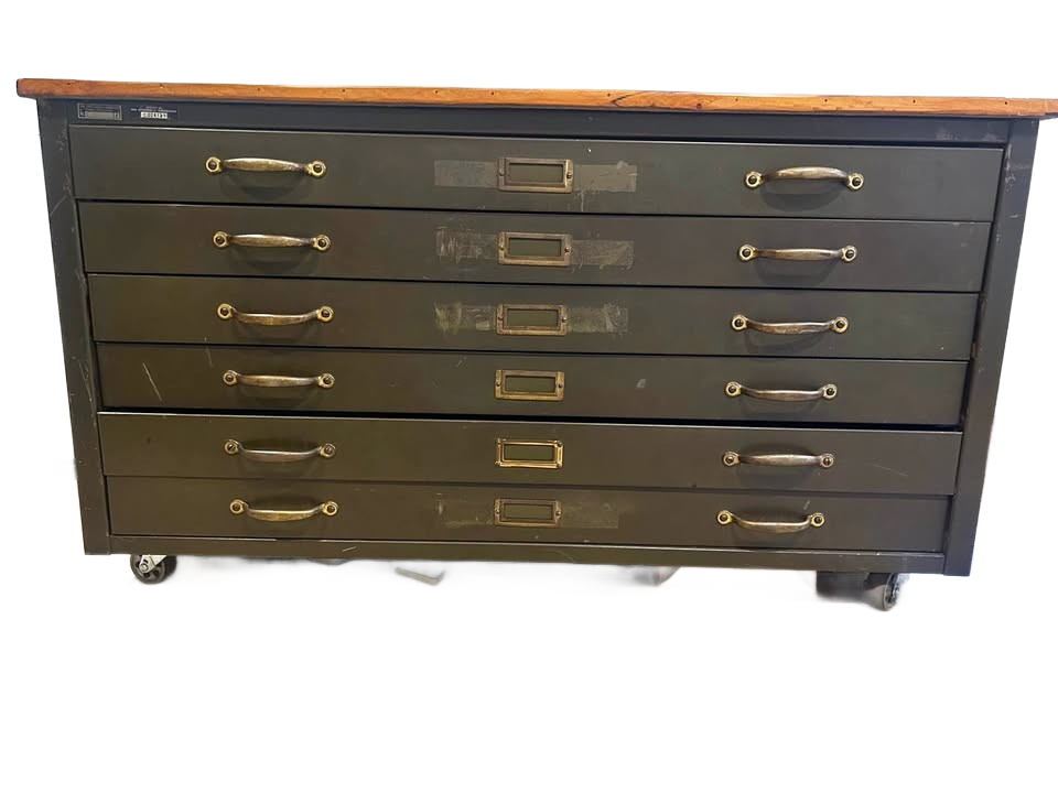 Vintage coffee table, filing drawers