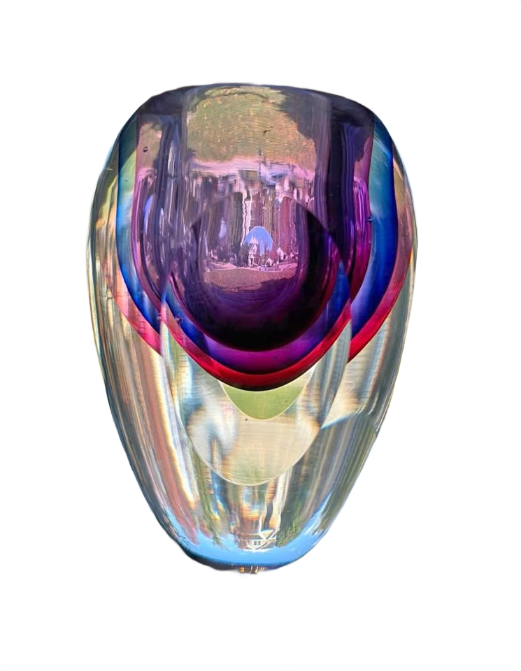 1960's Murano Purple Flavio Poli Sommerso Seguso Glass Faceted- GLENVIEW