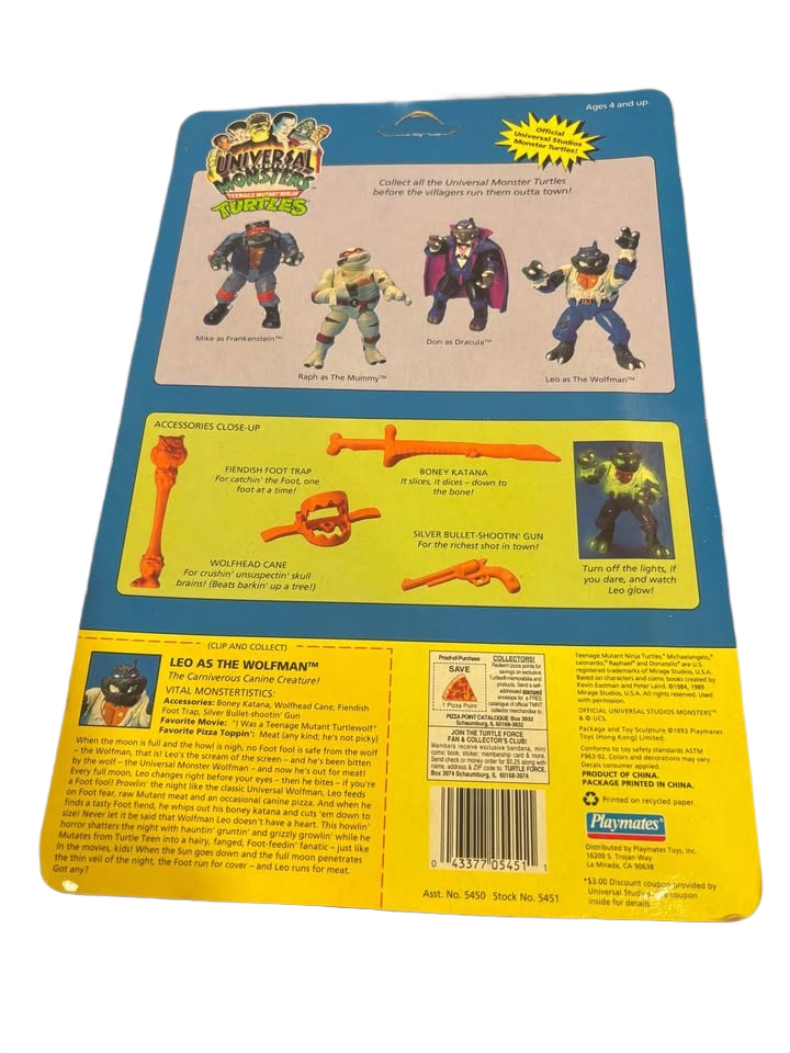 TMNT Universal Monsters 1993 LEO AS THE WOLFMAN Teenage Mutant Ninja Turtles