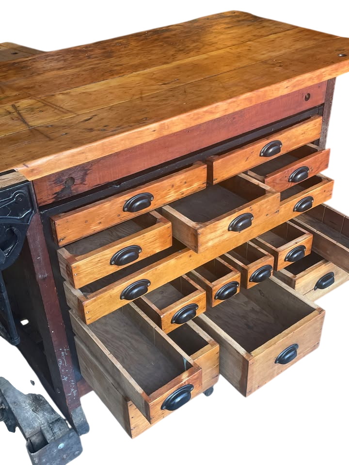 vintage 15-drawer Carpenter Table workbench