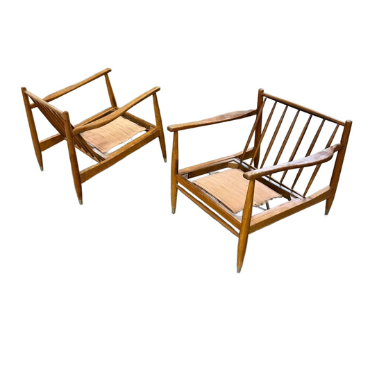 Folke Ohlsson for Dux style mid century modern lounge chairs 1950s