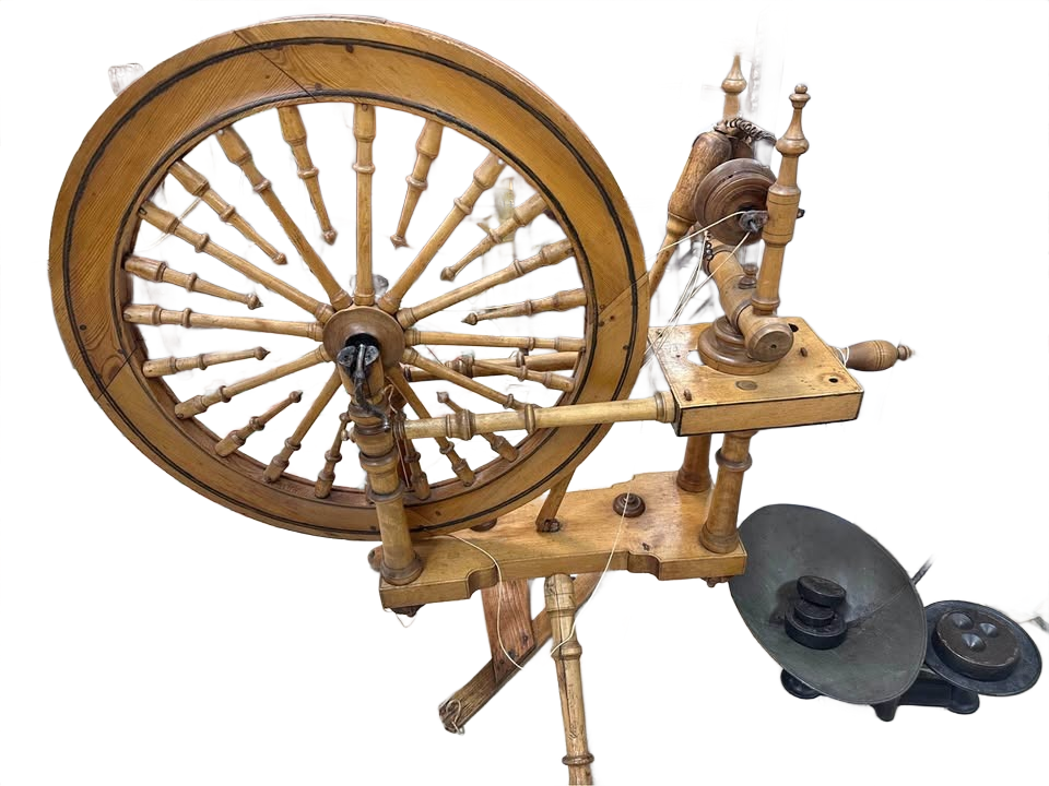 Antique spinning wheel wooden