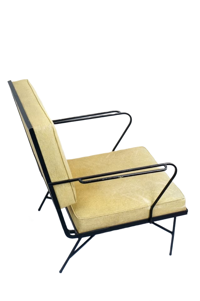 John M. Smyth Chicago Mid-Century Modern Black Steel Frame Lounge Armchair