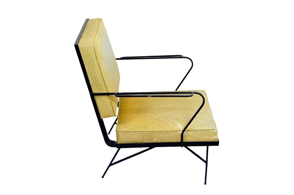 John M. Smyth Chicago Mid-Century Modern Black Steel Frame Lounge Armchair