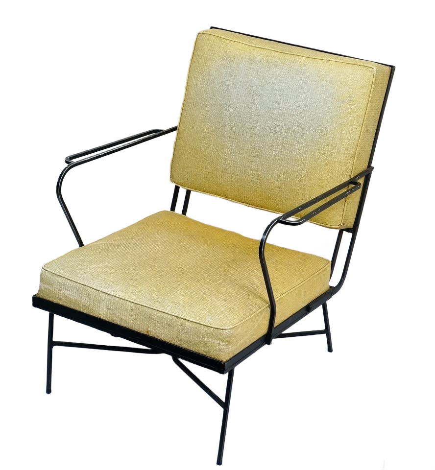 John M. Smyth Chicago Mid-Century Modern Black Steel Frame Lounge Armchair
