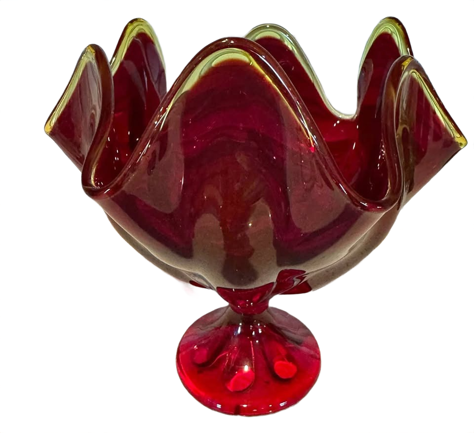 VIKING Hankerchief vase - ruby/ MCM Vintage glass