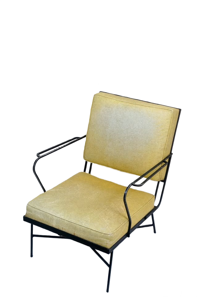 John M. Smyth Chicago Mid-Century Modern Black Steel Frame Lounge Armchair