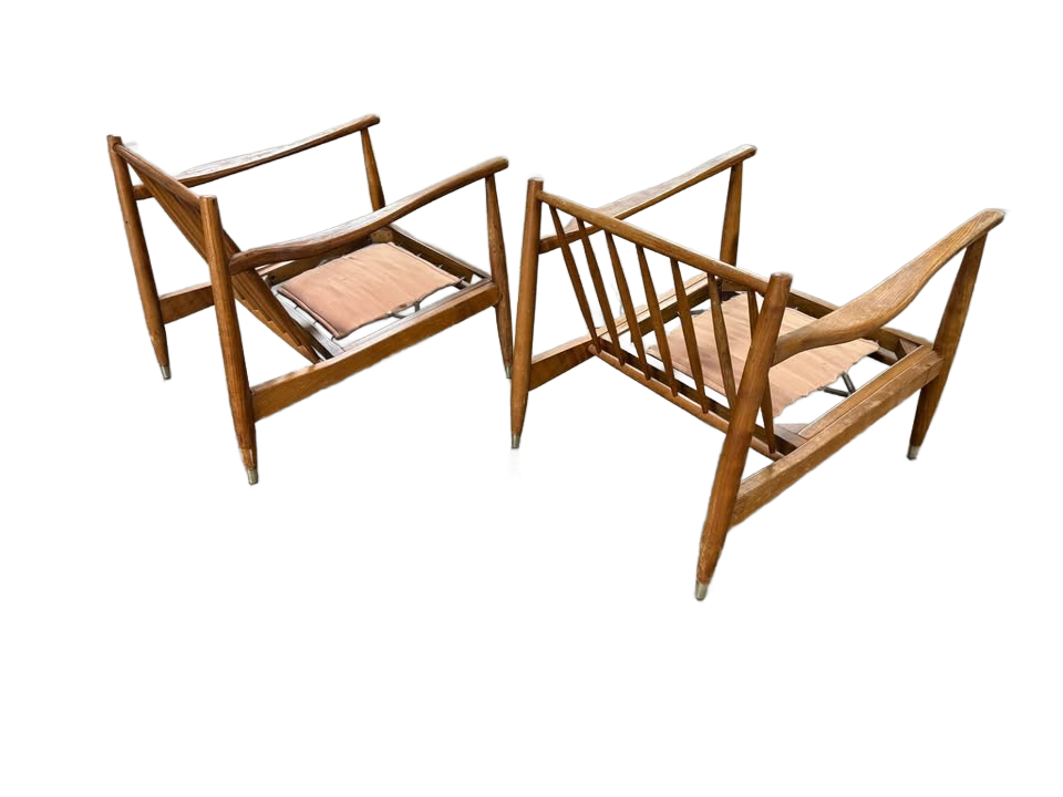 Folke Ohlsson for Dux style mid century modern lounge chairs 1950s