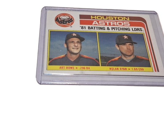 1982 Topps Houston Astros Batting & Pitching Leaders Card #66 Nolan Ryan A. Howe