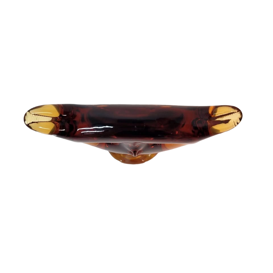 Vintage Viking Art Glass Amber Owl Figurine Paperweight Hand Blown MCM
