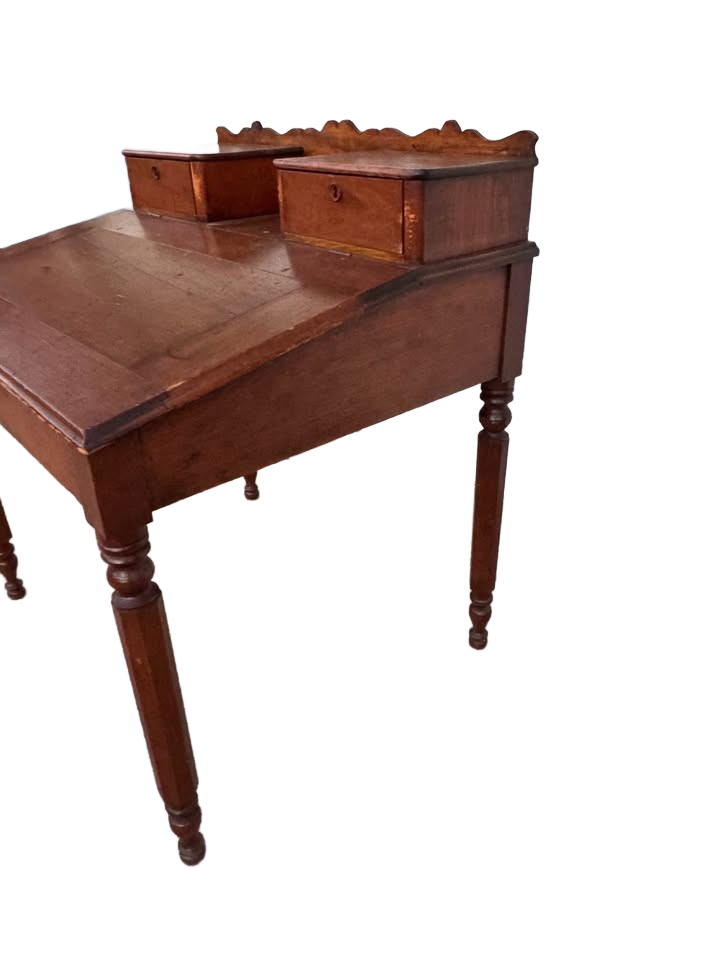 Antique early American slant top writing desk cherry wood
