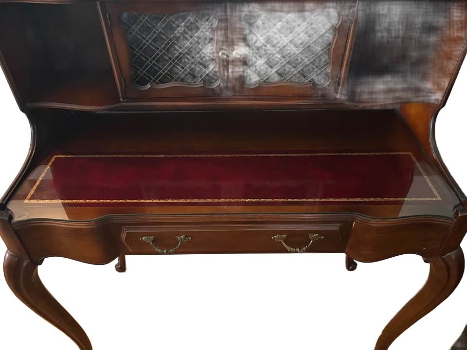 Vintage Mahogany Secretary / Writing Desk with Glass Inset