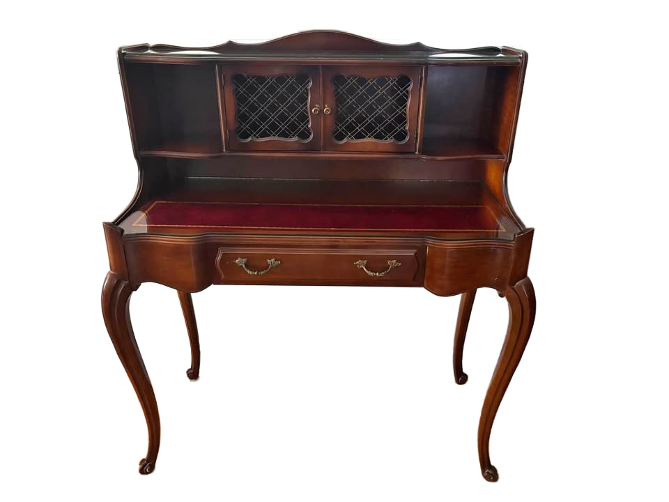 Vintage Mahogany Secretary / Writing Desk with Glass Inset