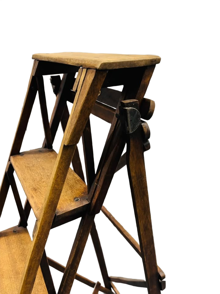 1930’s Vintage Antique Twyford Wood Folding Library Steps / Ladder.