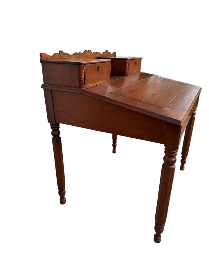 Antique early American slant top writing desk cherry wood